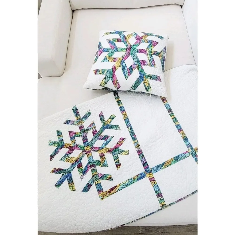 Rare Twin Size Vintage Quilt with Pillow Star design Multicolor